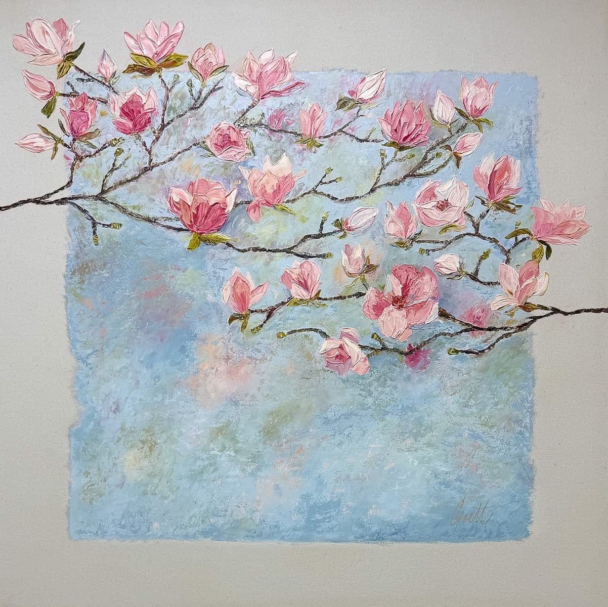 Blooming by Cecilia Goett, acrylic on canvas at El Dorado Gallery