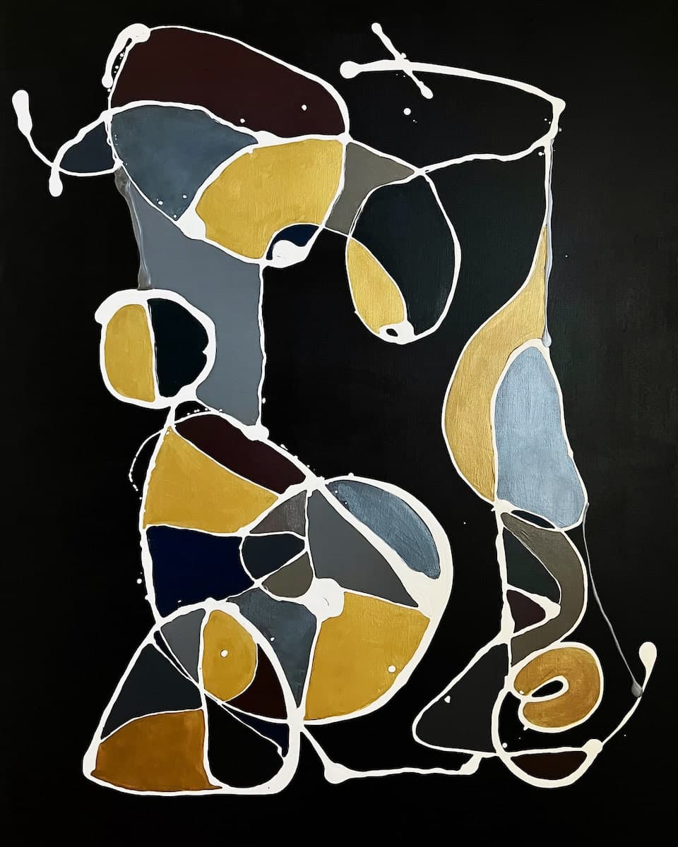 Juggling Woman by Ana Remok, acrylic on canvas abstract painting at El Dorado Gallery