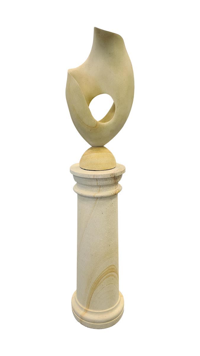 Male by Omar Yepez, limestone sculpture at El Dorado Gallery