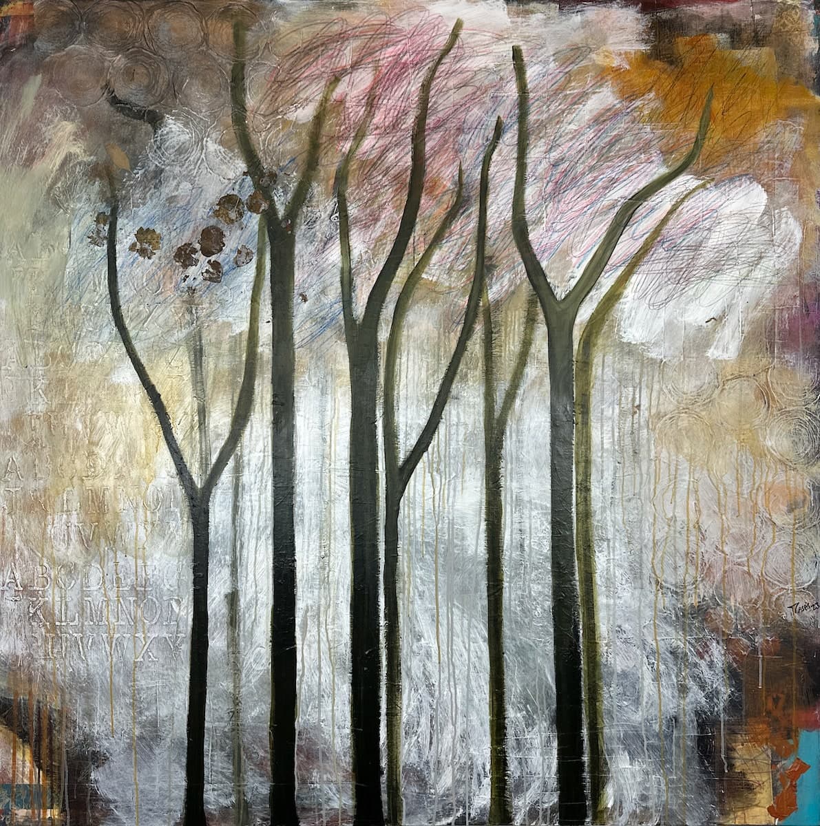 My Tribe by Tere Casas, mixed media on canvas painting at El Dorado Gallery