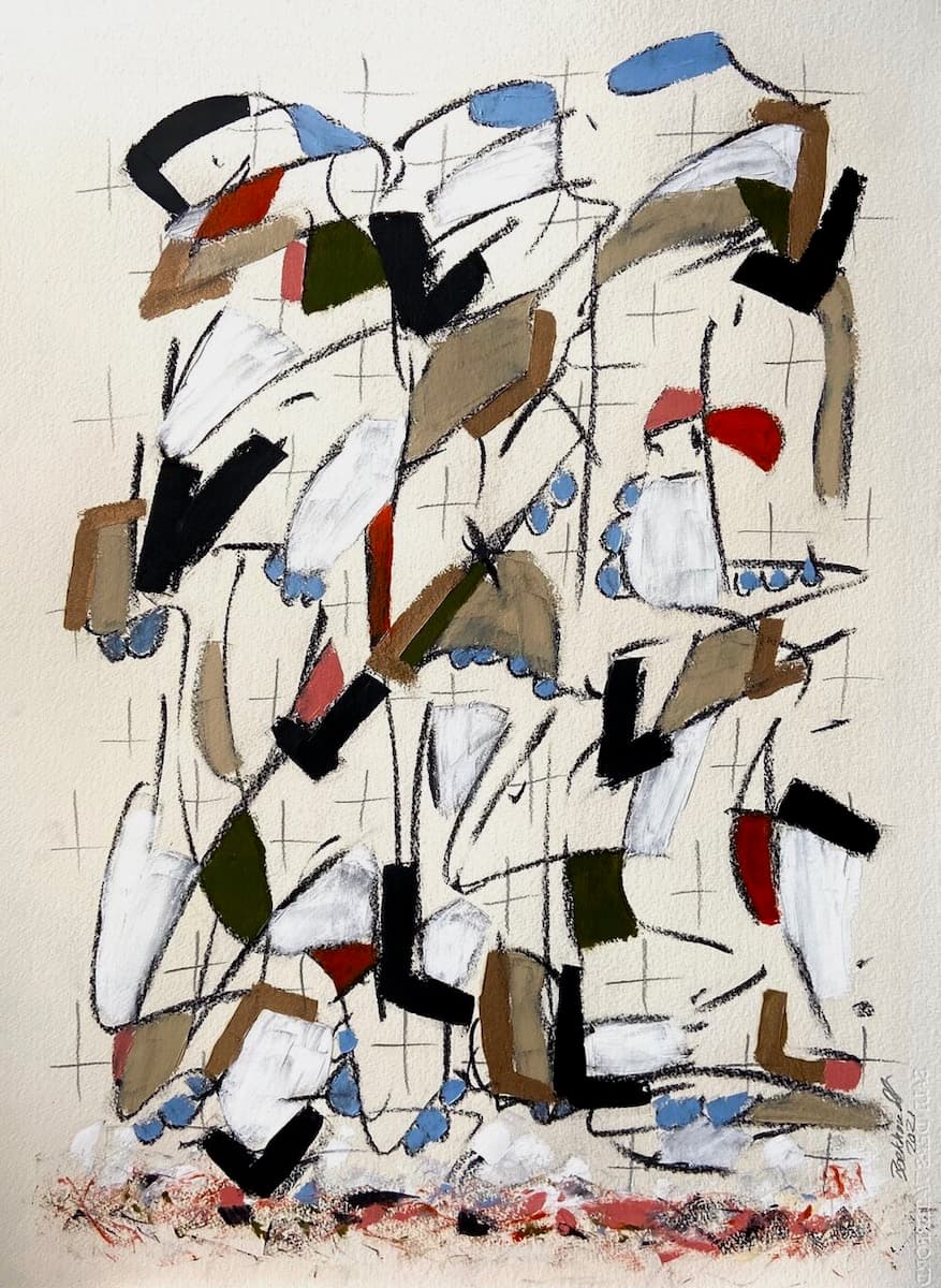 Scenario 4 by Johannes Boekhoudt, oil on paper painting at El Dorado Gallery