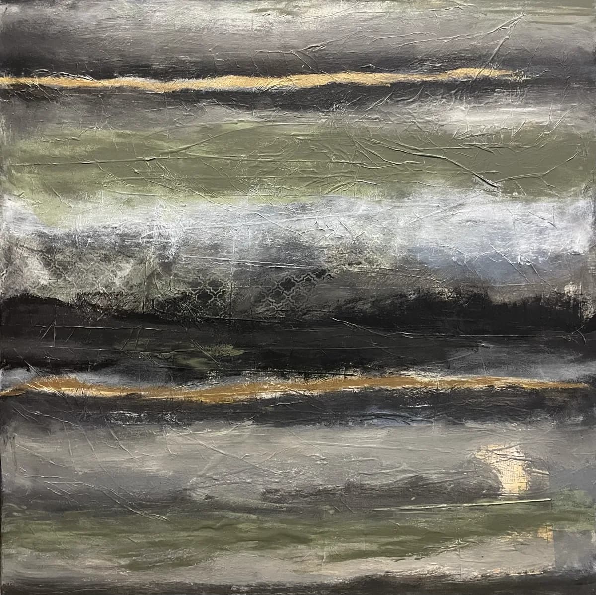 Fog 2 by Tere Casas, mixed media on canvas abstract painting at El Dorado Gallery