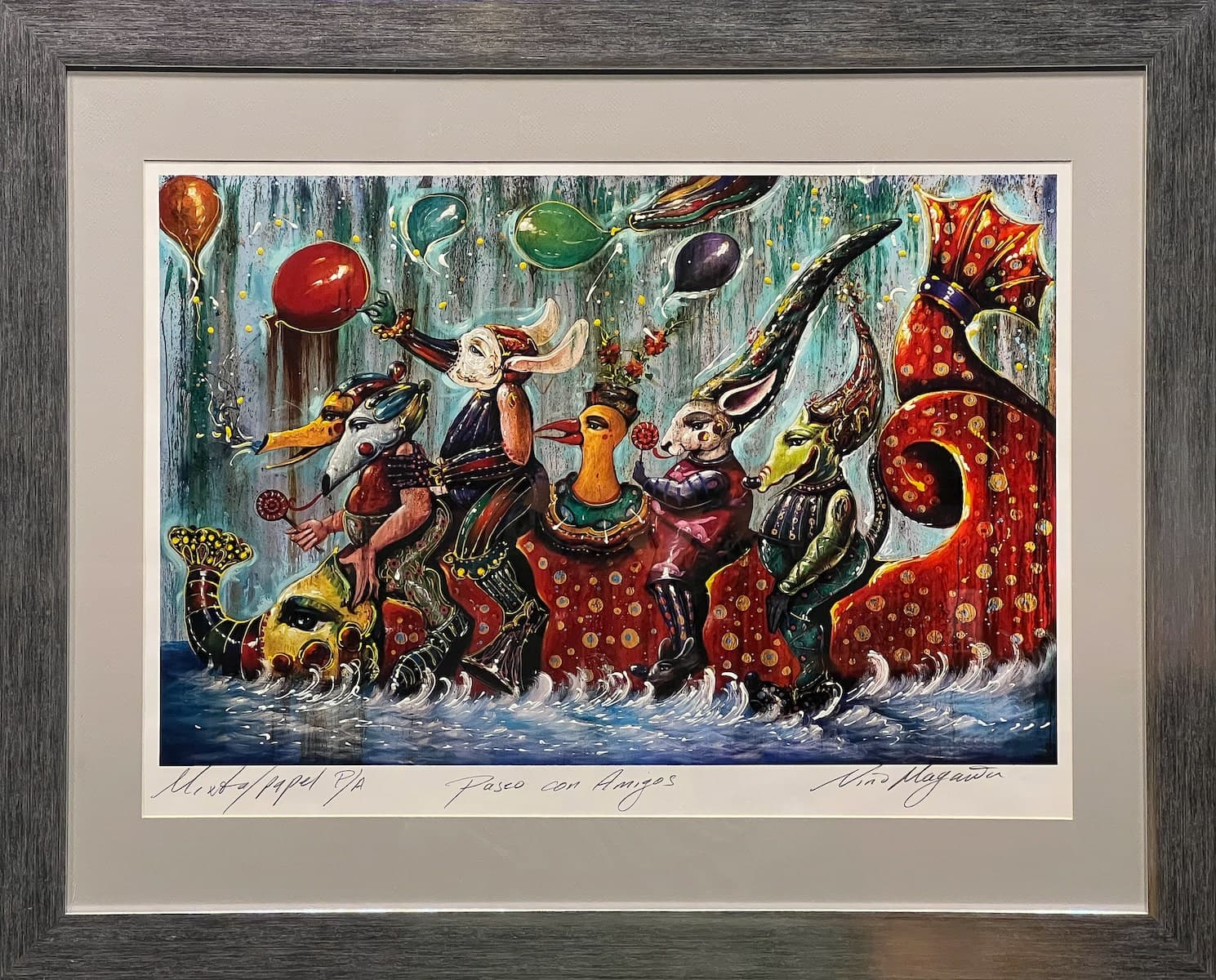 Ride With Friends silkscreen print by Nino Magaña at El Dorado Gallery